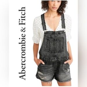 Abercrombie denim overalls/shorts. Black distressed Excellent Condition. Size S